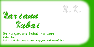 mariann kubai business card